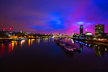 Fototapeta na wymiar London skyline panorama near the south bank of river Thames. England
