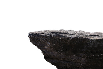Cliff stone located part of the mountain rock isolated on white background.