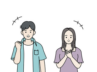 笑顔　喜ぶ　若い男女　バストアップ