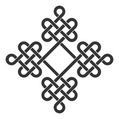 monochrome icon with Celtic knot art and ethnic ornaments