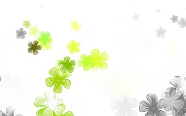 Fototapeta premium Light Green vector abstract backdrop with flowers.