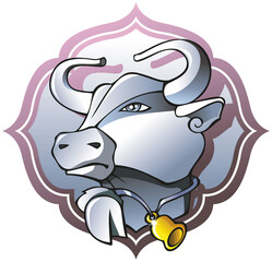White metal bull, symbol of the year, vector illustration