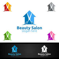 Home Salon Fashion Logo for Beauty Hairstylist, Cosmetics, or Boutique