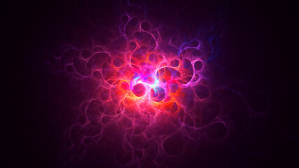 3D rendering abstract multicolor fractal light background