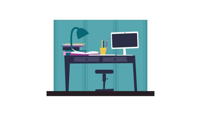 flat animation workplace remote learning. motion