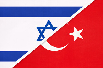 Israel and Turkey, symbol of national flags from textile.