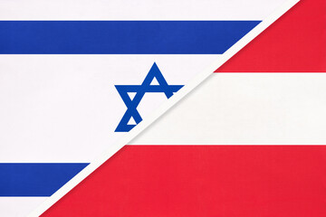 Israel and Austria, symbol of national flags from textile.