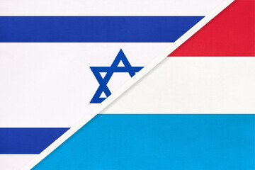 Israel and Luxembourg, symbol of national flags from textile.