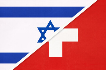 Israel and Switzerland, symbol of national flags from textile.