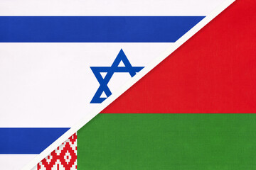 Israel and Belarus, symbol of national flags from textile.