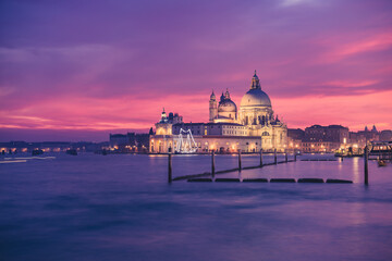 Obraz premium Santa Maria della Salute cathedral at beautiful sunset in Venice, Italy 