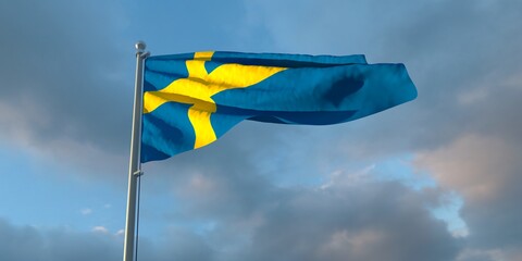 3d rendering of the national flag of the Sweden