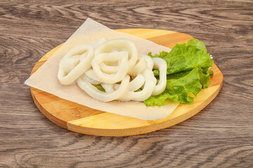Raw squid rings for cooking