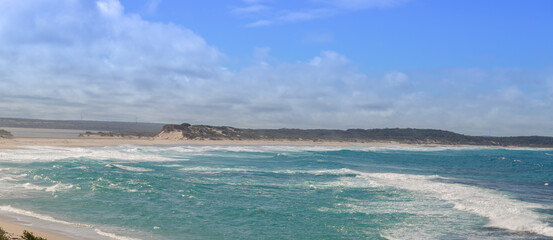 View to the indian ocean from an outlook at the four Mile Beach in the Fitzgerald River National Park west of Hopetoun, Western Australia