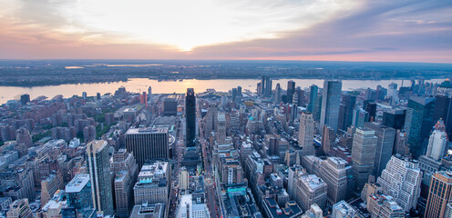 NEW YORK CITY - JUNE 2013: Aerial view of Manhattan skyline