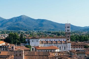 Lucca city skyline under the sunlight