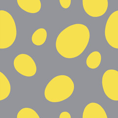 Vector illustration of Easter eggs seamless pattern. With 2021 colors (Ultimate Gray + Illuminating). Spring holiday. Vector Illustration. Happy Easter. Trend background for your design.