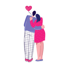 A couple in love embraces on a white background. Valentine's day. Vector illustration.