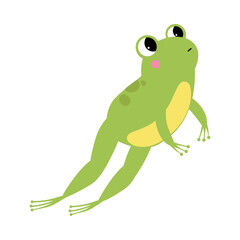 Cute Green Frog with Protruding Eyes Jumping Vector Illustration