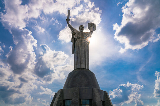 Kiev,Ukraine - May,2019: The famous Motherland Monument also known as Rodina-Mat' at the Ukrainian State Museum of the Great Patriotic War
