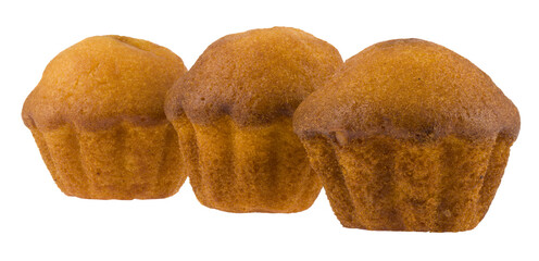Cupcakes isolated on white background close-up.