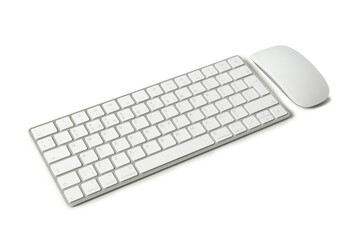 Computer keyboard and mouse isolated on white background