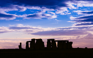 Silhouette of Stonehenge at sunset in United Kingdom 