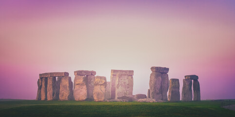 Stonehenge with morning mist in England