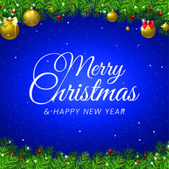 3D High Quality Merry Christmas and Happy New Year Background with Falling Snow . Isolated Vector Elements