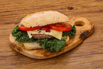 Italian ciabatta bread with burger