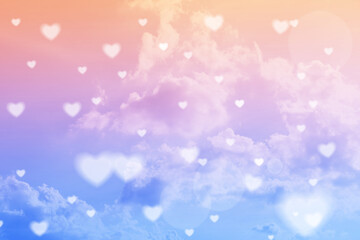 Valentines day background , Valentines Day Card ,Abstract and Soft Hearts for Valentines Day Background ,Vintage style color tone ,background out of focus ,bright sun light background