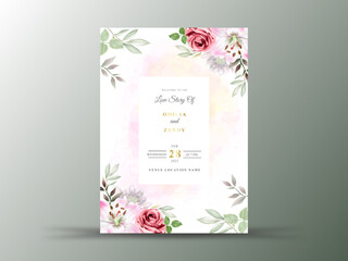 beautiful and elegant floral watercolor wedding invitation card template