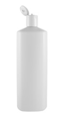 Plastic bottle for liquid shampoo, soap, antiseptic, sanitizer, cosmetic cream, gel or oil. Isolated on white background.