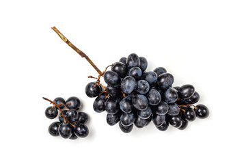 Fresh Dark blue purple grape isolated on white background.