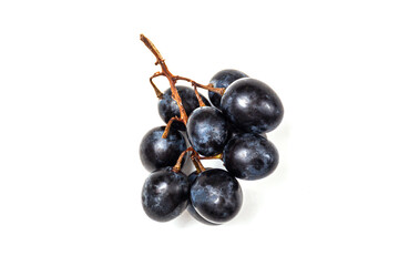 Fresh Dark blue purple grape isolated on white background.