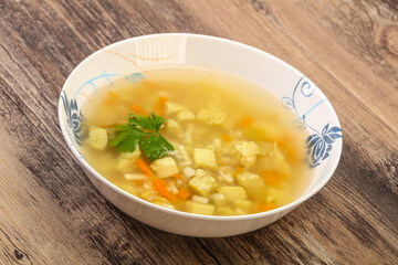 Tasty chicken soup with carrot