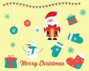 Merry Christmas and happy new year concept. Cartoon vector style for your design