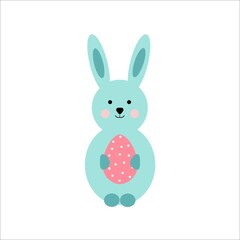 Easter bunny sign.Bunny holding an easter egg. Vector illustration