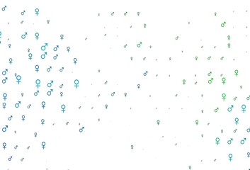 Light blue, green vector template with man, woman symbols.