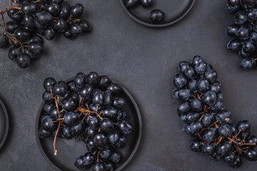 Fresh Dark blue purple grape isolated on white background.