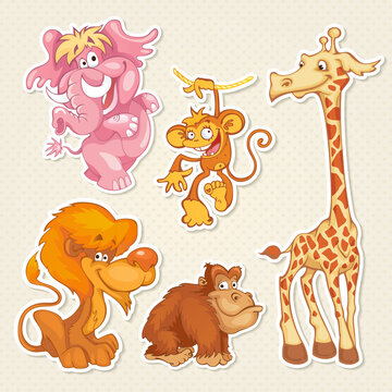 Vector African animals in cool cartoon style