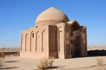 Ebul Fazil Tomb was built in the 11th century during the Great Seljuk period. The brickwork in the tomb is striking. Serakhs, Turkmenistan.