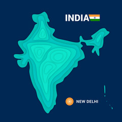 Topographic map of India cartography concept