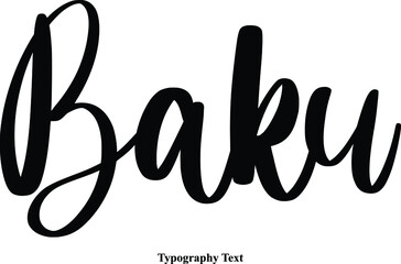 Baku Cursive Calligraphy Text on White Background