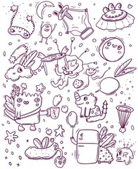 A set of stickers for coloring different characters.