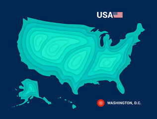 Topographic map of USA cartography concept