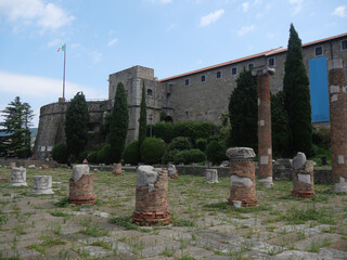 Castle of San Giusto in Trieste, exterior with with the Parco della Rimembranza and the ruins of...