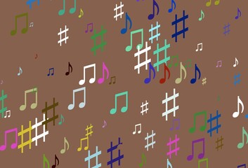 Light Multicolor, Rainbow vector backdrop with music notes.