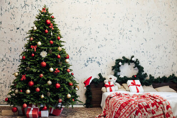 Bedroom bed new year holiday gifts Christmas tree decor