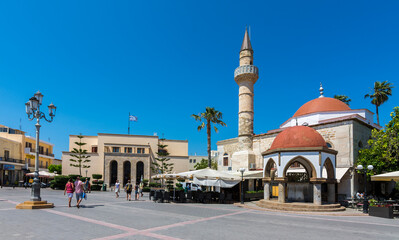 Famous Eleftherias square view in Kos Town. Kos Island is popular tourist destination in Aegean Sea.